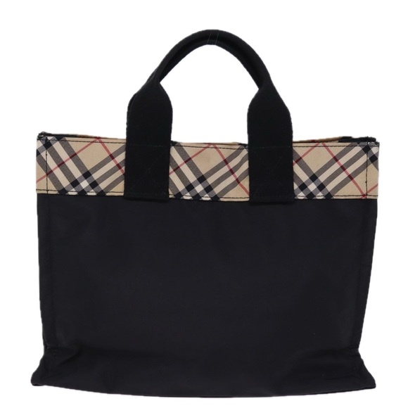 BURBERRY Nova Check Blue Label Hand Bag Nylon Beige Black Auth mr258 - Picture 3 of 16